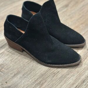 Lucky Brand Black Suede Heeled Ankle Boots